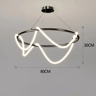 Lámpara Colgante LED Lineal Nórdica | Manguera Flexible | Chandelier Dorado Minimalista Regulable - Casarae