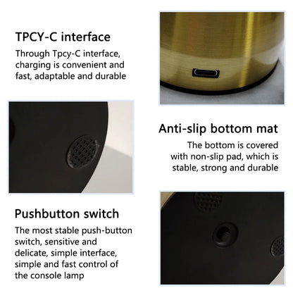 Lámpara de Mesa Retro Mushroom de Diseño Danés | Lámpara LED Táctil Recargable con 3 Tonos de Luz | Lámpara de Noche Vintage para Bar, Restaurante y Dormitorio