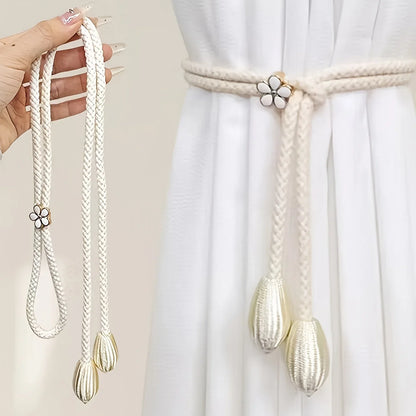 Set de 2 Abrazaderas de Cortina Ajustables con Hebilla Floral