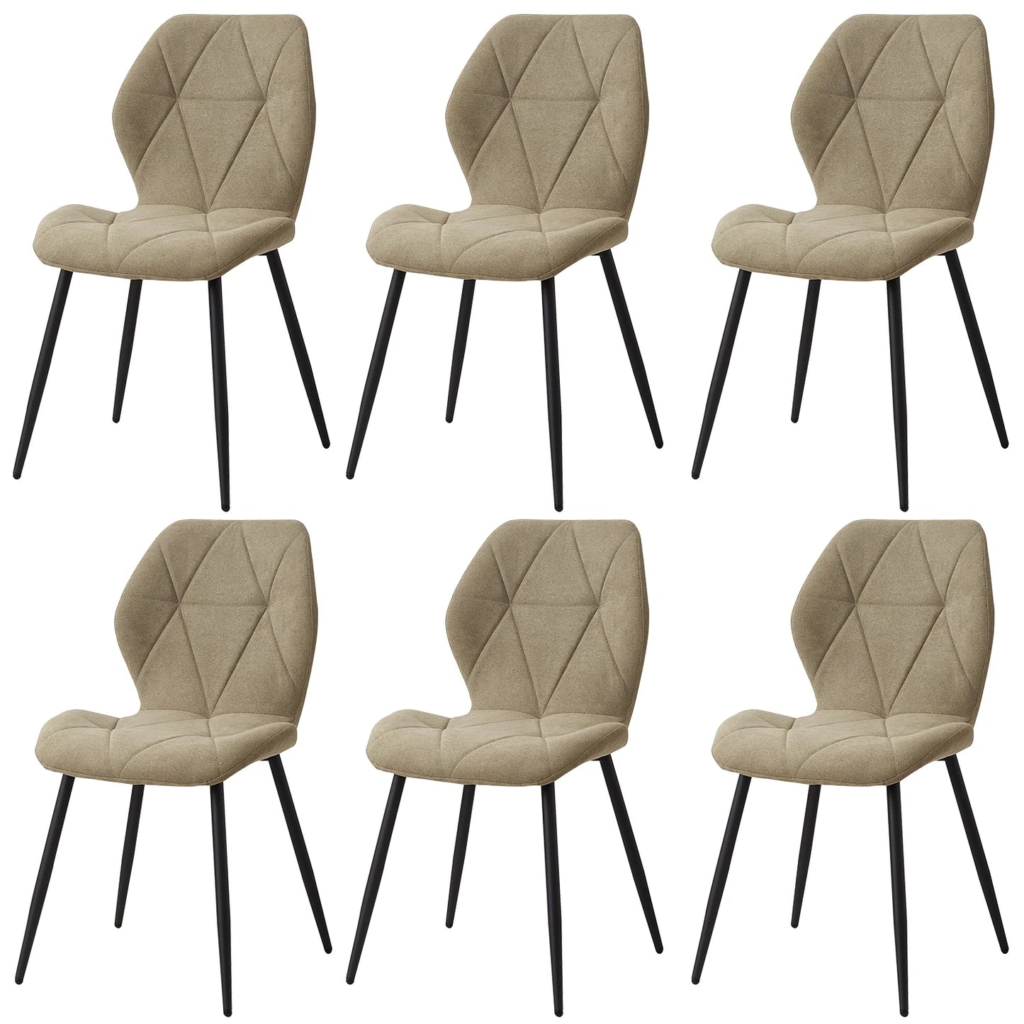 Set de 2/4/6 Sillas de Comedor de Lino Transpirable EGOONM | Sillas Acolchadas Ergonómicas con Patas de Metal Negro | Diseño Nórdico para Salón, Cocina y Restaurante