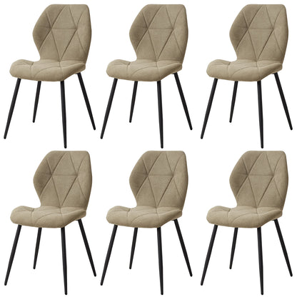 Set de 2/4/6 Sillas de Comedor de Lino Transpirable EGOONM | Sillas Acolchadas Ergonómicas con Patas de Metal Negro | Diseño Nórdico para Salón, Cocina y Restaurante