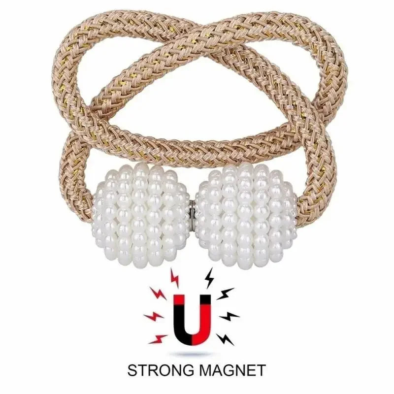 Alzapaños Magnéticos de Perlas (Estilo Europeo) - Sujeción de Cortinas sin Instalación