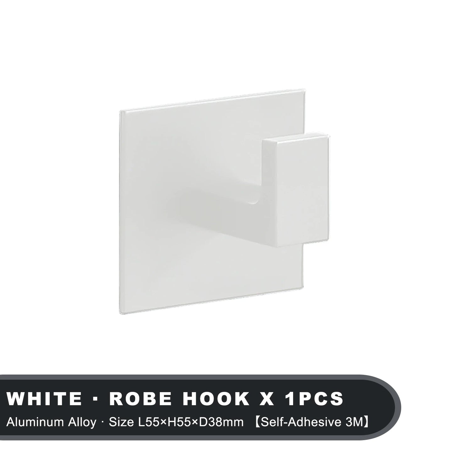 Gancho Adhesivo de Pared Reforzado (Aluminio Negro Mate) - Gancho 3M Fuerte para Abrigos, Batas y Toallas