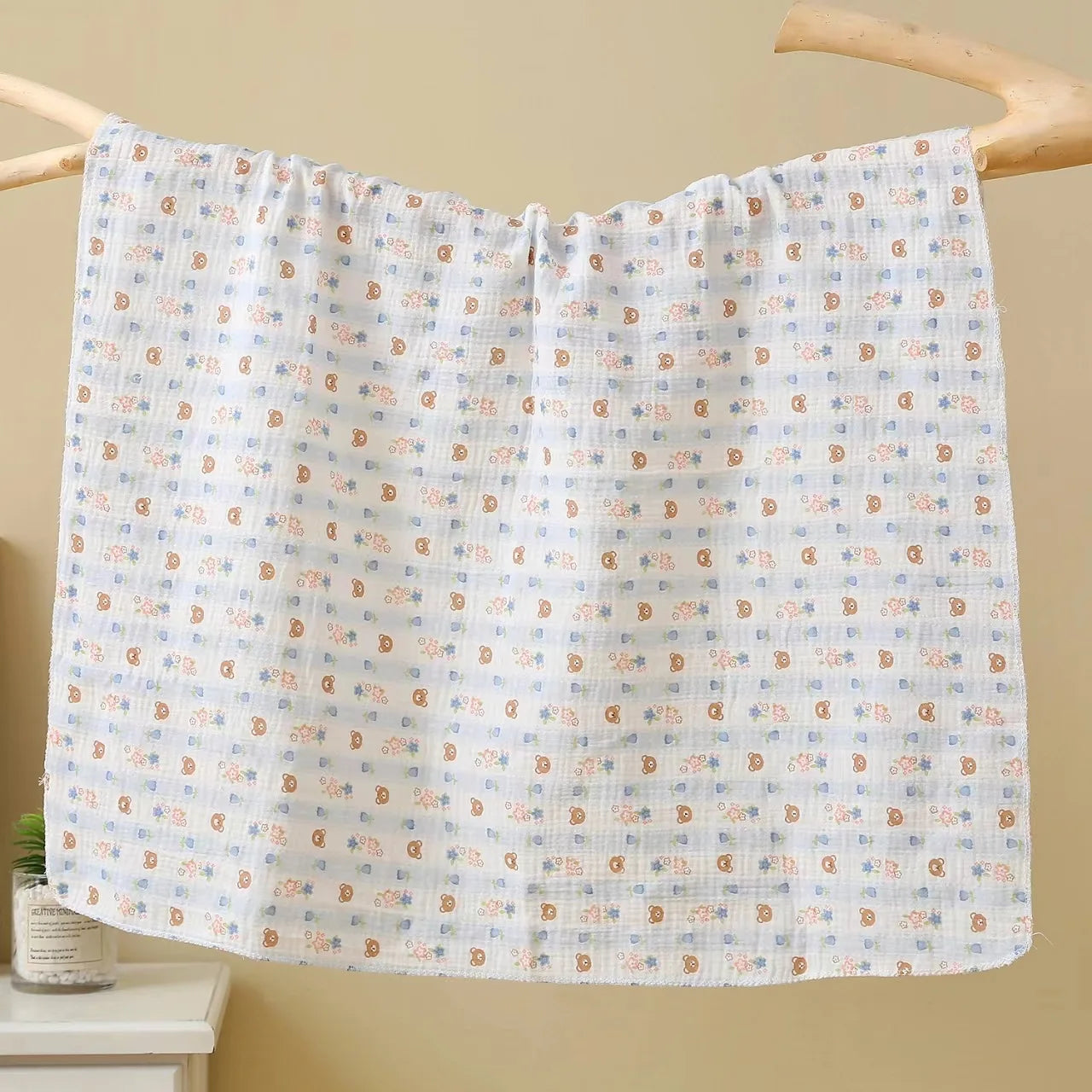Manta de Muselina de Algodón (Estampado Cartoon) - Envoltura Suave y Transpirable para Bebé