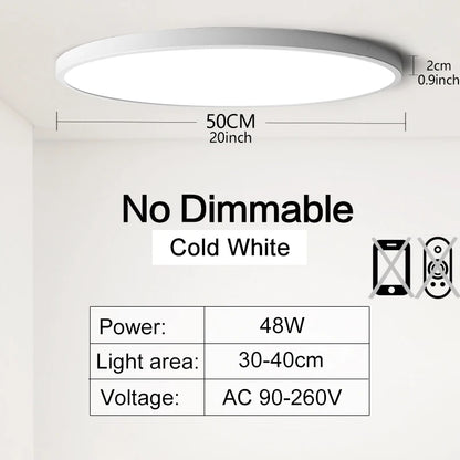 Lámpara de Techo LED Inteligente de 50cm y 48W | Control por APP y Mando a Distancia Regulable | Plafón Moderno para Dormitorio y Salón 110/220V