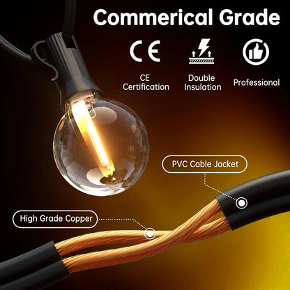 Guirnalda de Luces LED G40 Exterior, Conectable y Resistente al Agua IP65