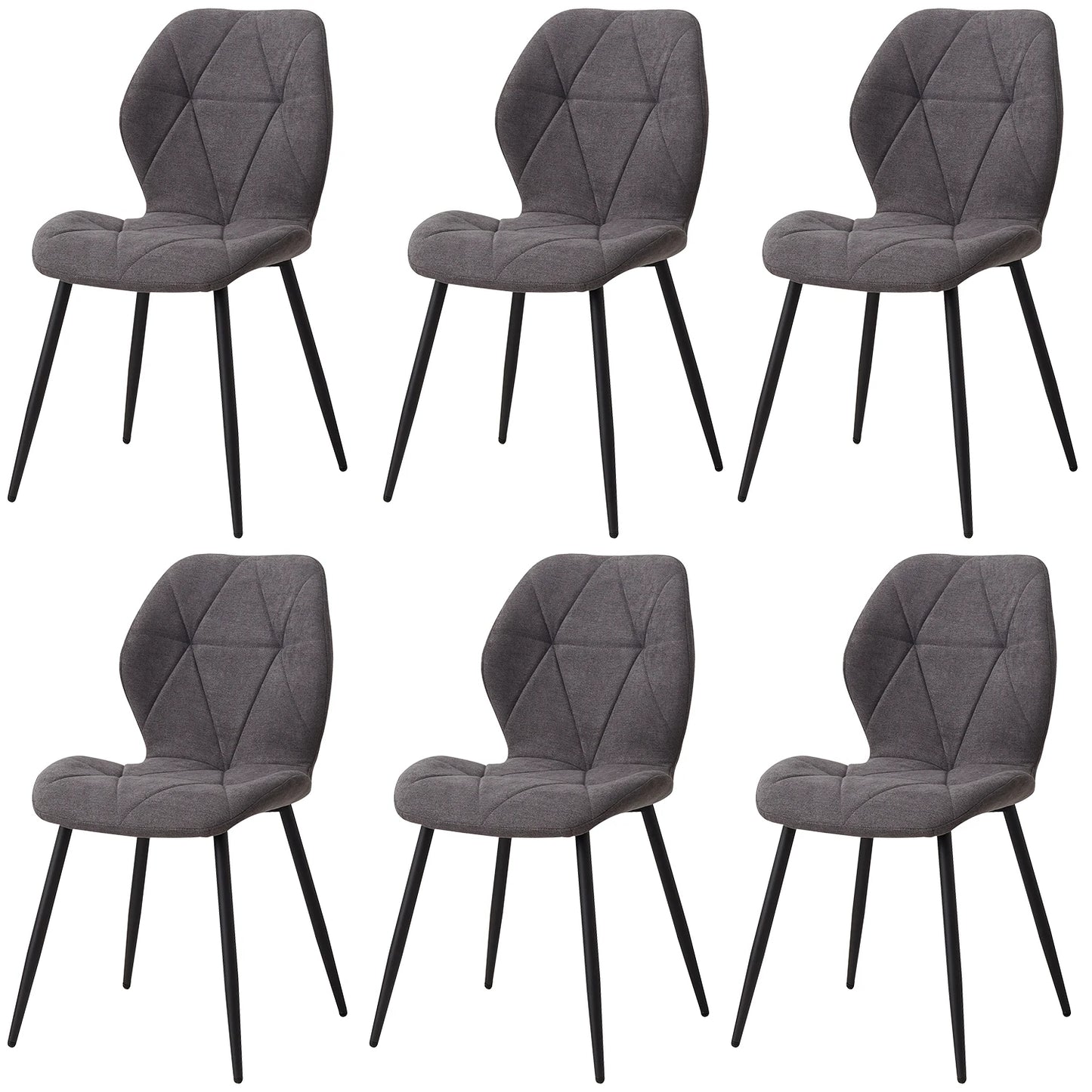 Set de 2/4/6 Sillas de Comedor de Lino Transpirable EGOONM | Sillas Acolchadas Ergonómicas con Patas de Metal Negro | Diseño Nórdico para Salón, Cocina y Restaurante
