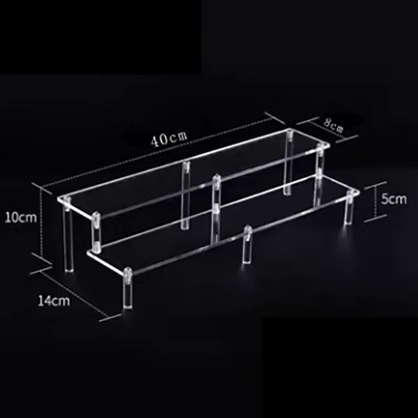 Expositor Transparente de Acrílico de 2 Escalones - Organizador Multiusos para Figuras, Postres y Perfumes