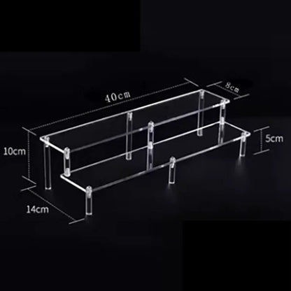 Expositor Transparente de Acrílico de 2 Escalones - Organizador Multiusos para Figuras, Postres y Perfumes