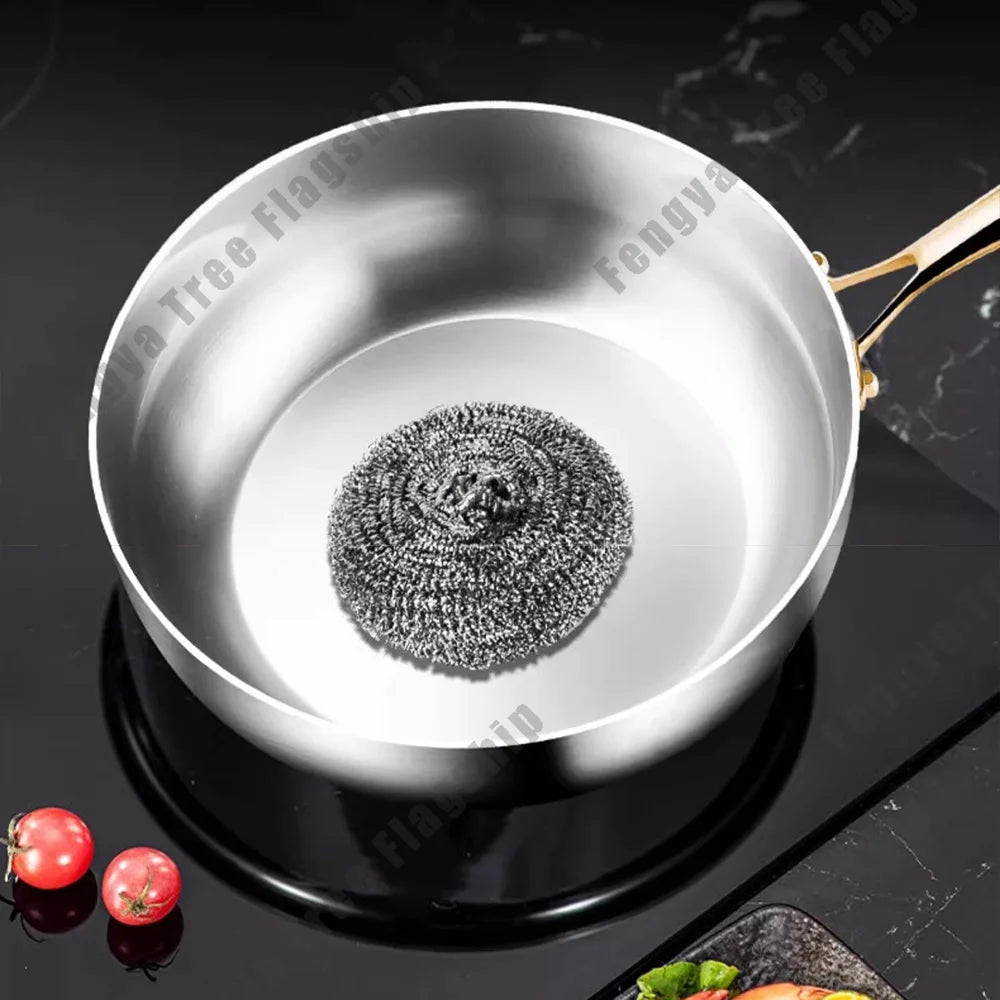 Sartén Wok Profundo de Acero Inoxidable 316 | Skillet Antiadherente de 7 Capas para Filetes y Salteados | Compatible con Inducción y Gas