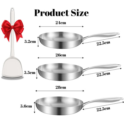 Set de 2/3 Sartenes Wok de Acero Inoxidable 304 Sin Recubrimiento | Fondo Redondo Tradicional | Apto para Gas e Inducción