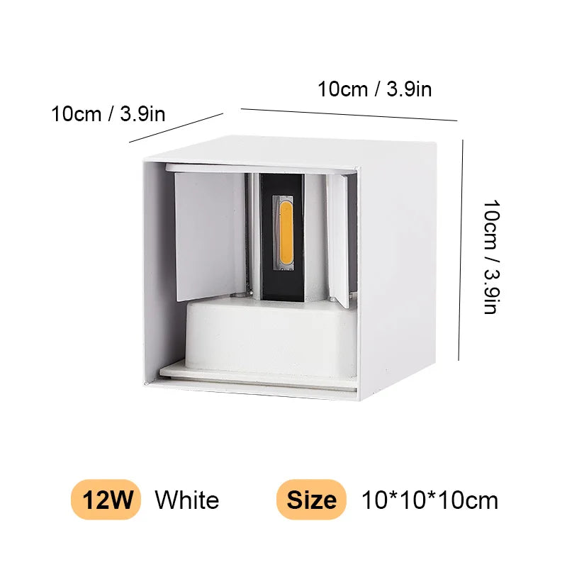 Aplique de Pared LED (Aluminio IP65) - Lámpara Impermeable 12W/24W para Interior, Exterior y Escaleras