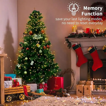 Luces LED de Cascada para Árbol de Navidad (Instalación Rápida) - Guirnalda de 8 Modos para Jardín y Patio