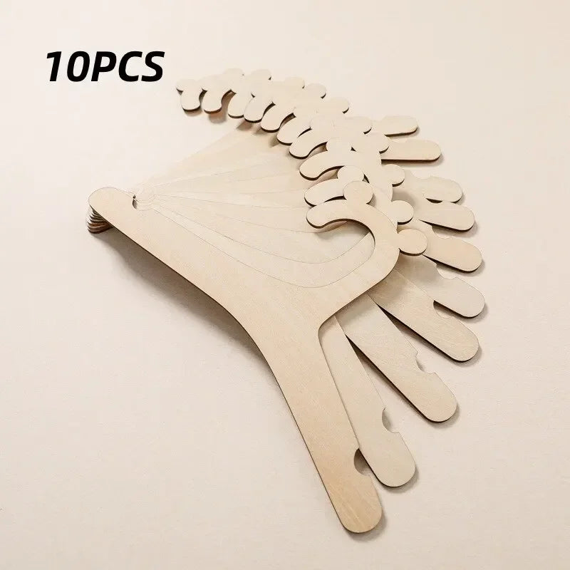 Set de 10 Perchas Creativas de Madera Natural para Bebé - Perchas Antideslizantes para Decoración de Habitación Infantil
