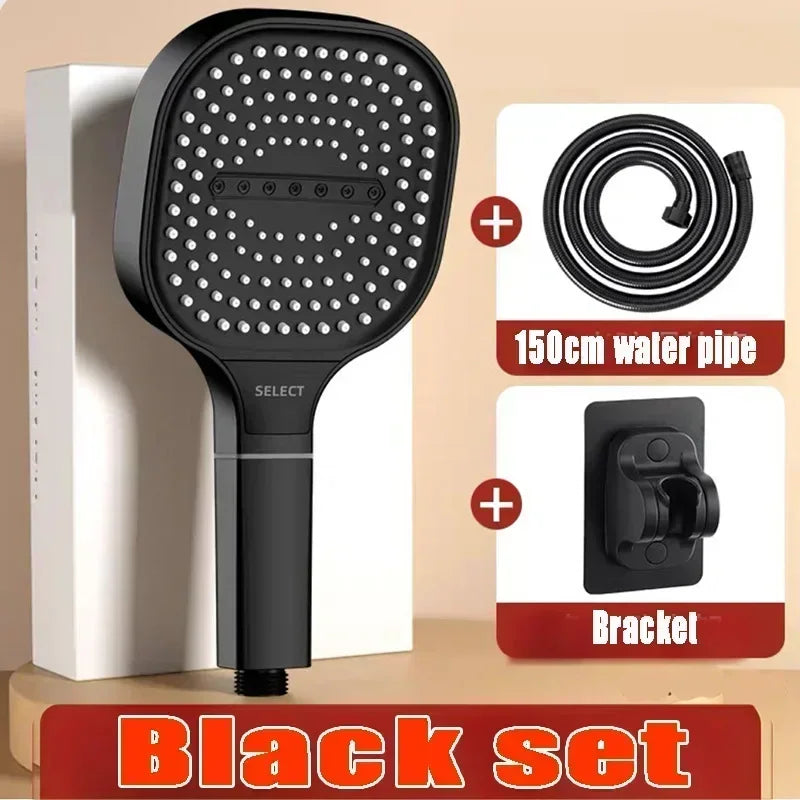 Cabezal de Ducha de Panel Grande (13 cm) - Alta Presión Ajustable de 3 Modos con Boquillas Autolimpiantes, Ideal para Baja Presión de Agua