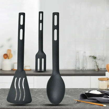 Set de Utensilios de Nylon para Cocina y Camping (1 o 3 Piezas) | Espátula Ranurada, Tenedor y Cuchara (Antiadherente y Portátil)
