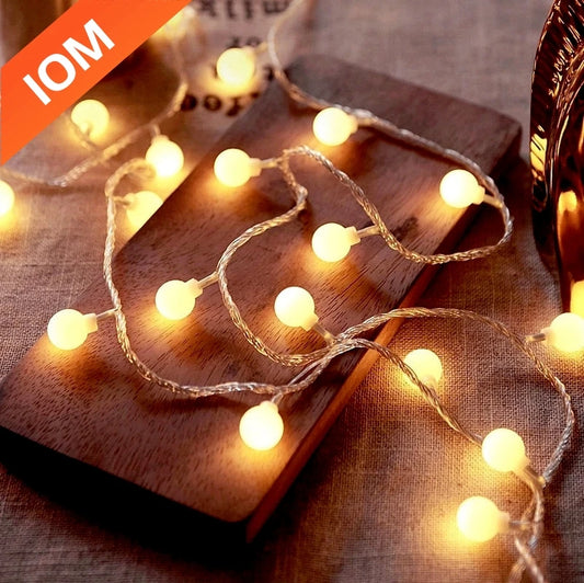 Guirnalda de Luces LED de Bolas (10M / 80 LEDs) - Decoración Fairy Lights con Alimentación USB o Pilas para Jardín y Eventos
