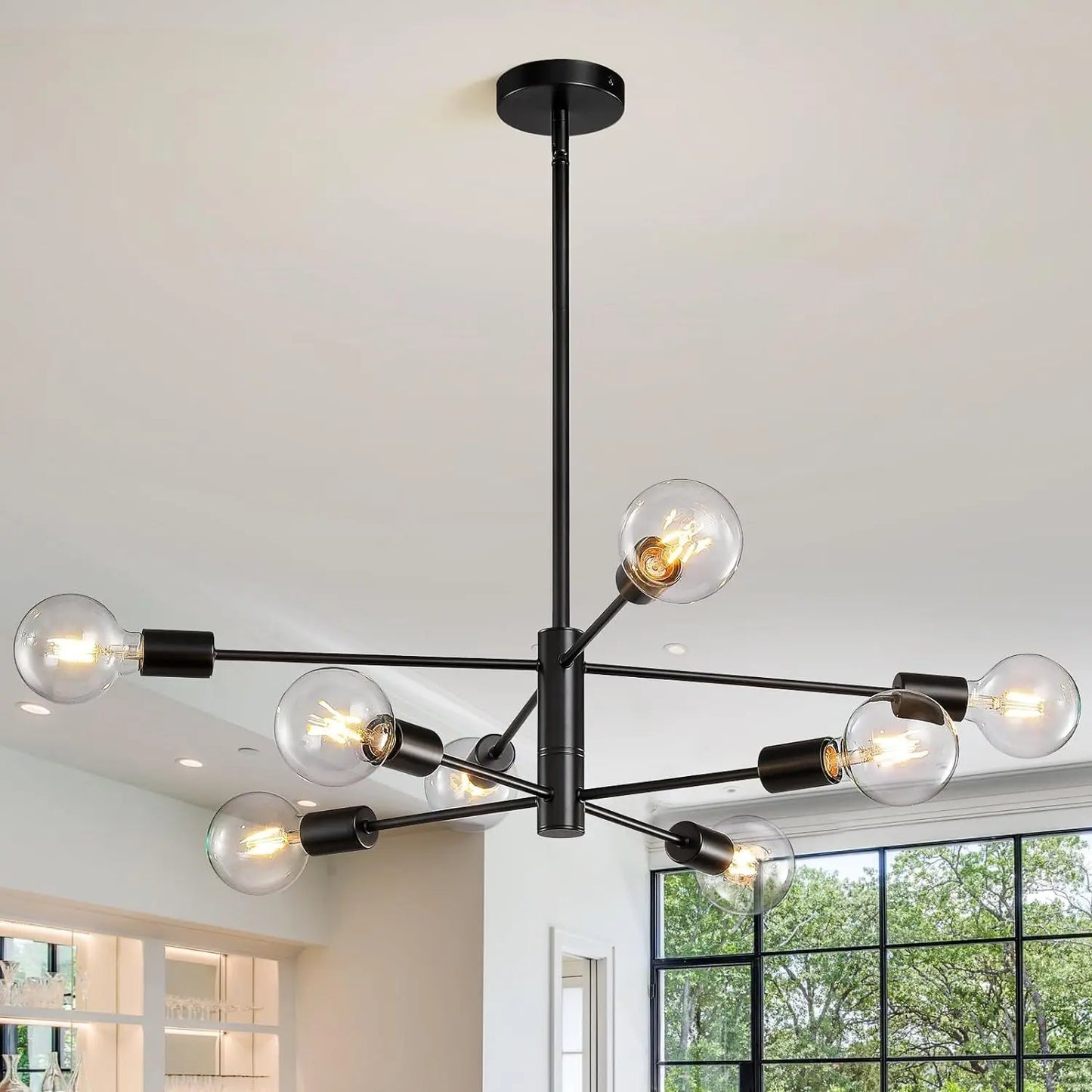 Lámpara de Techo Moderna Tipo Araña de 6 a 12 Cabezales | Lámpara Nórdica E27 para Salón y Comedor | Chandelier Industrial Negro o Dorado