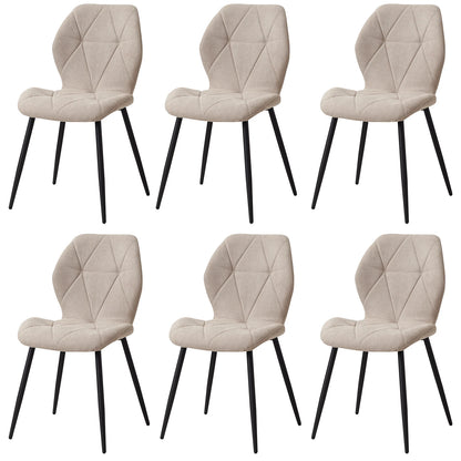 Set de 2/4/6 Sillas de Comedor de Lino Transpirable EGOONM | Sillas Acolchadas Ergonómicas con Patas de Metal Negro | Diseño Nórdico para Salón, Cocina y Restaurante