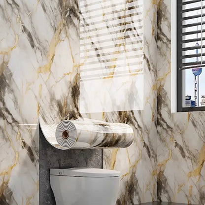 Papel Pintado Vinílico Autoadhesivo de Mármol 3D - Adhesivo Removible para Pared, Piso y Techo