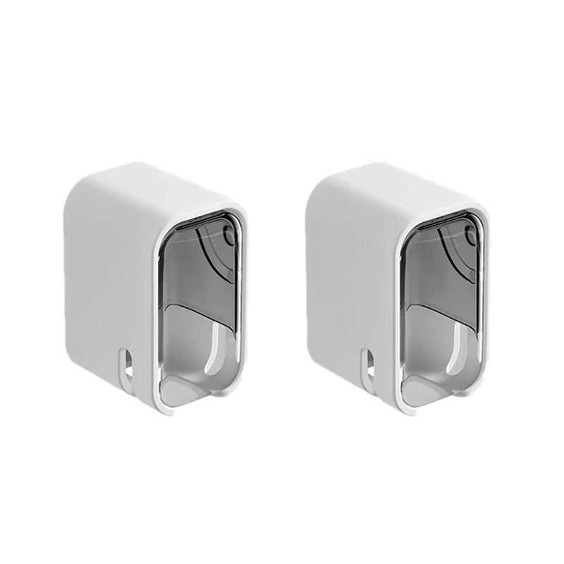 Set de 2 Soportes de Cepillo de Dientes de Pared con Tapa Abatible (Antipolvo)